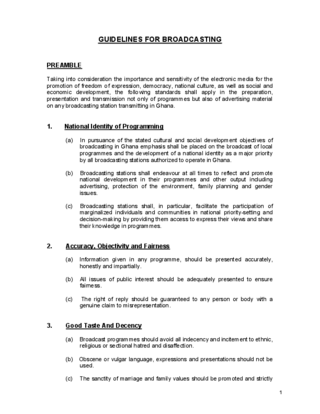 Broadcasting standards