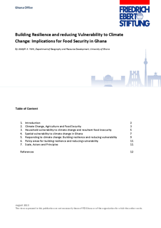 Building resilience and reducing vulnerability to climate change